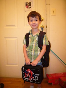 Looking eager to start his first day of Pre-K!