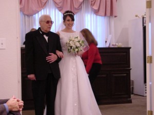 My father walking me down the aisle, his hair growing back after the latest round of chemo. Thank you for living to see my wedding, daddy, it meant the world to me.