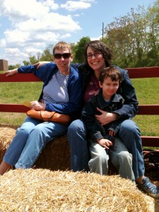 Mom, Tyler and I, before the back-breakingly rough hay ride starts.